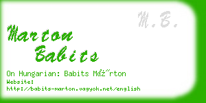 marton babits business card